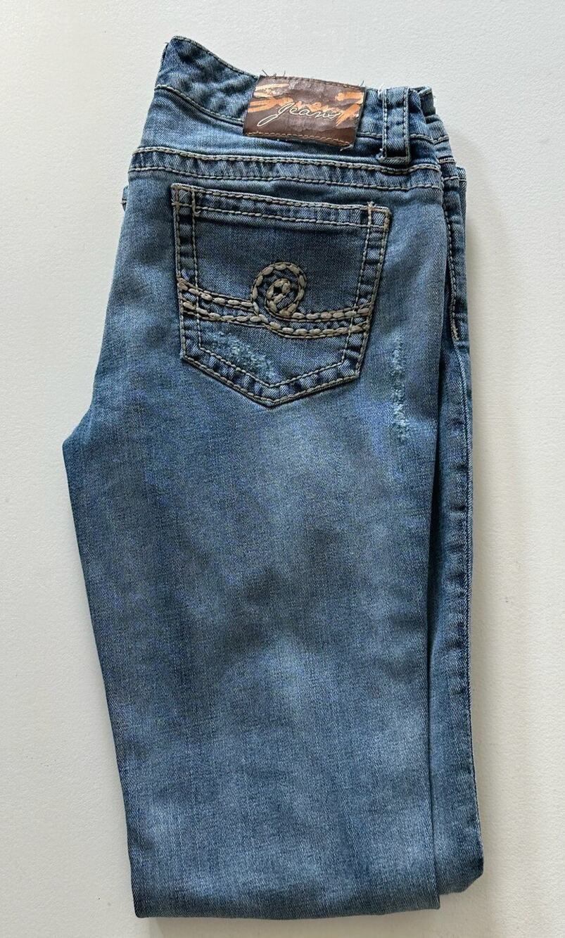 Seven7 Jeans Women's Size 29 Blue Light Wash Boot Cut Jeans Embroidered Seams
